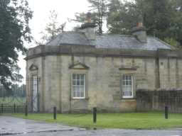 Close up oblique view of East lodge to Streathlam Castle October 2016